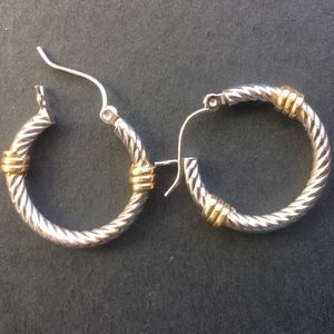 14k Gold Two Tone Cable Earrings